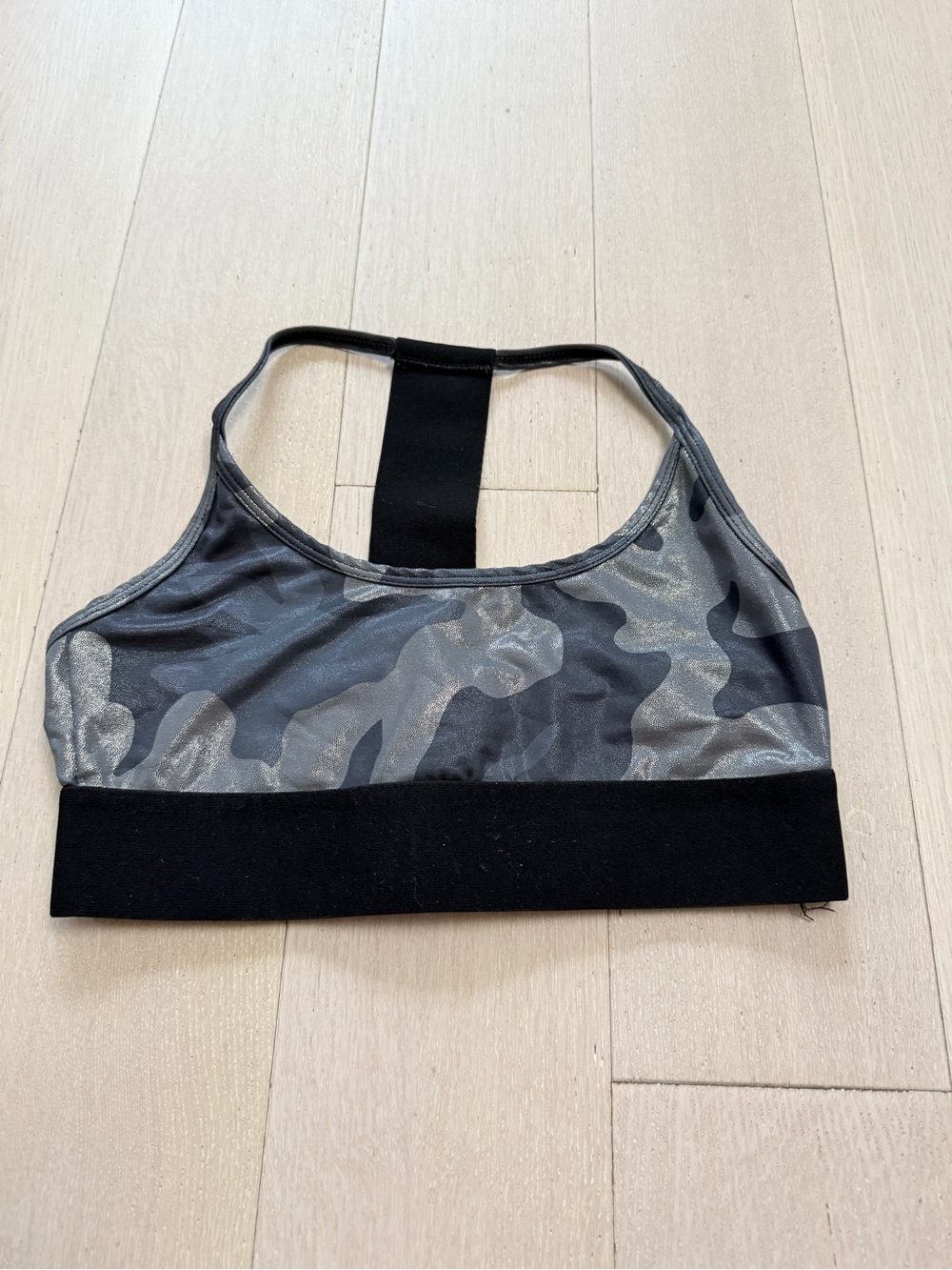 Noli Yoga Women's Blue / Grey Camouflage Racerback Sports Bralette - Size S